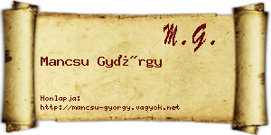 Mancsu György névjegykártya